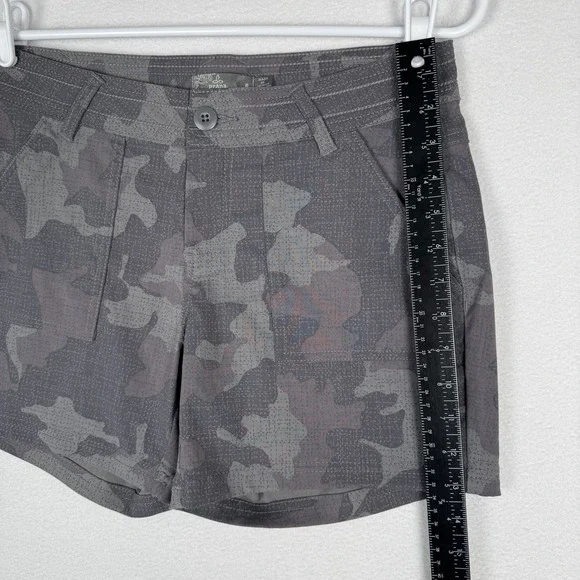 prAna Womens 6 Olivia Alana Shorts Hiking Outdoor Mustard Camo Nylon Stretch - Picture 12 of 16